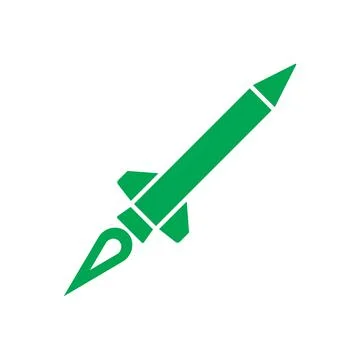 Green vector missile icon isolated on white background Stock Illustration