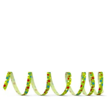 Green Vector Paper Streamer with Colored Dots - Blow Out Stock Illustration