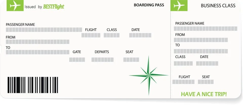 Green vector pattern of a boarding pass ticket Stock Illustration