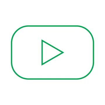 Green vector play button line icon isoated on white background Stock Illustration