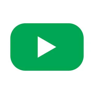 Green vector play button solid icon isoated on white background Illustrazione stock