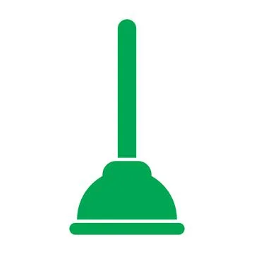 Green vector plunger icon isolated on white background Stock Illustration