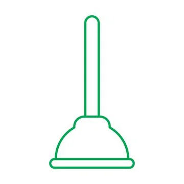 Green vector plunger line icon isolated on white background Stock Illustration