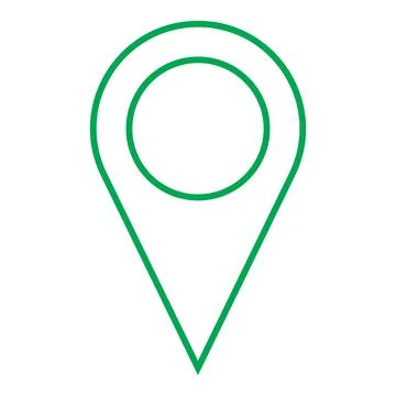 Green vector point of location line icon isolated on white background Stock Illustration