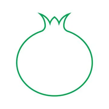Green vector Pomegranate fruit line icon isolated on white background Stock Illustration