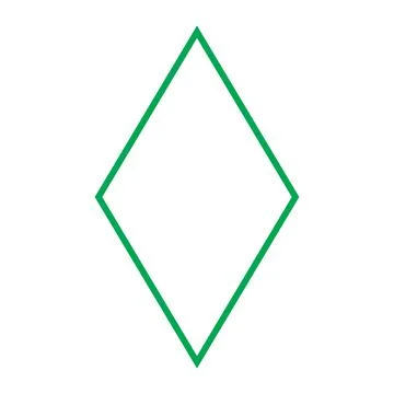 Green vector rhombus line icon isolated on white background Stock Illustration