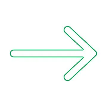 Green vector right arrow line icon isolated on white background Stock Illustration