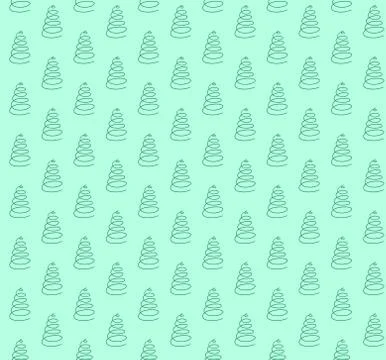 Green vector seamless pattern with christmas trees Stock Illustration