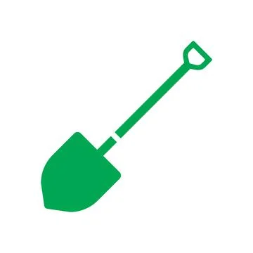 Green vector shovel icon isolated on white background Illustrazione stock