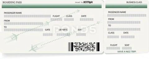 Green vector template of boarding pass ticket Stock Illustration