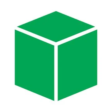 Green vector three dimensional or 3d cube icon isolated on white background Stock Illustration