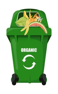 Green vector trash bin for organic Stock Illustration