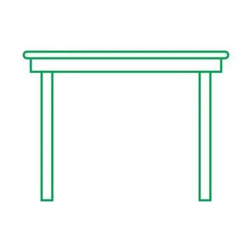 Green vector wooden table line icon isolated on white background Stock Illustration