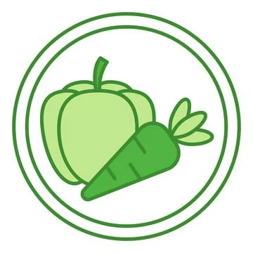 Green Vegan Icon. Vegetables Vector Icon. Label for Natural and Organic Pro.. Stock Illustration