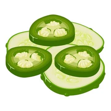 Green vegetable icon isometric vector. Chopped green hot pepper and cucumber Illustrazione stock