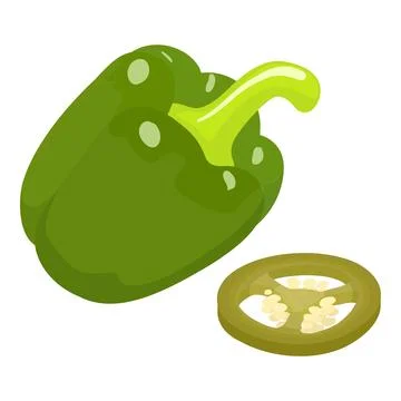 Green vegetable icon isometric vector. Green sweet pepper and hot pepper slice Illustrazione stock
