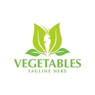 Green vegetable logo with green leaf and carrot Stock Illustration