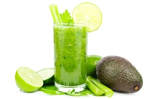 Green vegetable smoothie Stock Photos