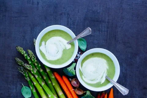 Green vegetable soup Stock Photos