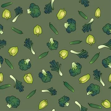 Green vegetables seamless pattern Stock Illustration