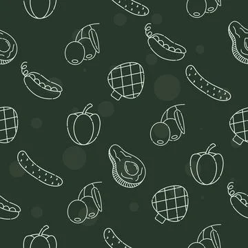 Green vegetables, seamless pattern Stock Illustration