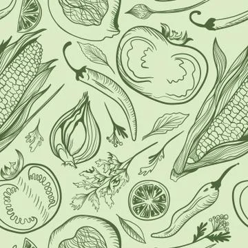 Green Vegetarian Vector Pattern Stock Illustration