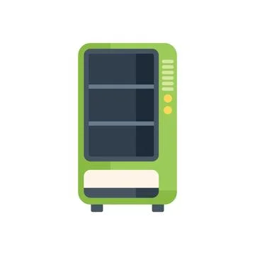 Green vending machine offering snacks and beverages icon Stock Illustration