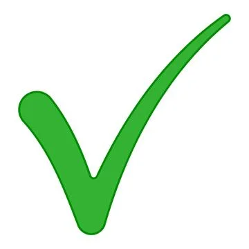 Green verification check mark symbol isolated on white background surface Stock Illustration