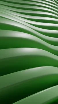 Green vertical abstract wave-like 3D stripes in futuristic wallpaper Stock Illustration