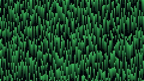 Green vertical digital pixel bars moving on black background 動画素材 337038680