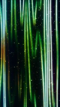 Green vertical glowing digital data lines with dust particles 库存插图