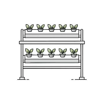 (Green Vertical Hydroponic Setup. This illustration depicts a stacked soill.. Stock Illustration