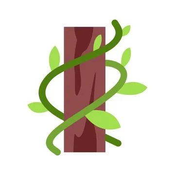 Green vine climbing brown tree trunk Illustrazione stock