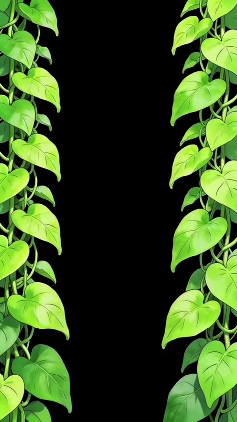 Green Vine Leaves Frame Overlay Vertical Stock-Footage 344766600