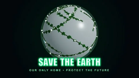 Green vines growing on globe for environmental awareness message. 4K Video stock 341694114