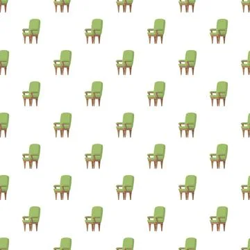 Green vintage armchair pattern repeating on white background Stockillustratie