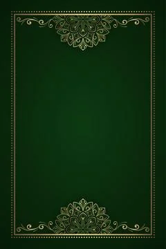 Green vintage pattern frame  with mandala ornament Stock Illustration