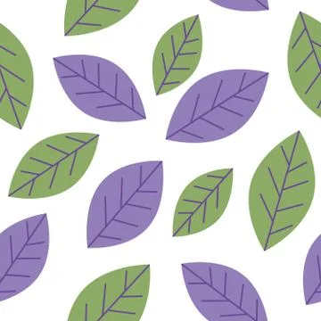 Green violet leaves seamless pattern Stock Illustration