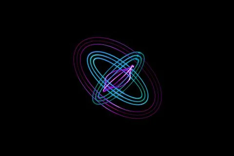 Green violet red multiple blue orbit circle mixed light painting photography, Stock Photos