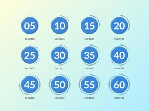 Green virtual circular countdown timer set Illustrazione stock