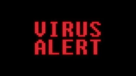 Green virus alert text on digital black lcd screen illustration new quality Illustrazione stock