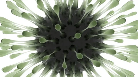 A green virus cell attacks the camera. The virus went on the offensive. Stock Footage 128798509