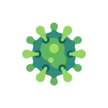 Green virus flat icon. SARS-CoV-2 novel coronavirus vector illustration. Illustrazione stock