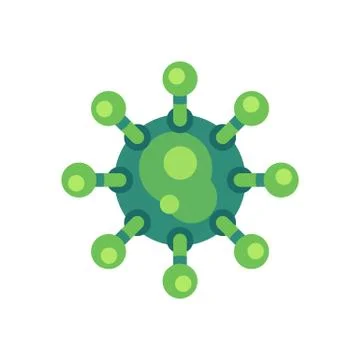 Green virus flat icon. SARS-CoV-2 novel coronavirus vector illustration. Stock Illustration