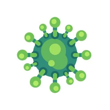 Green virus flat icon. SARS-CoV-2 novel coronavirus vector illustration. Illustrazione stock