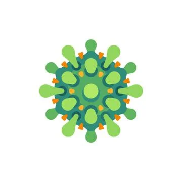 Green virus flat icon. SARS-CoV-2 novel coronavirus vector illustration. Stock Illustration