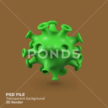 Green virus isolated 3d render icon illustration PSD Template