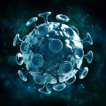 Green virus isolated on dark background. 3D illustration Stock Illustration