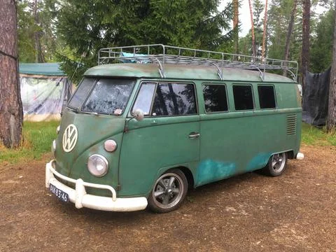 Green Volkswagen Transporter Type 1 Stock Photos