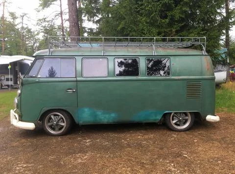 Green Volkswagen (VW) Transporter Type 1 Stock Photos
